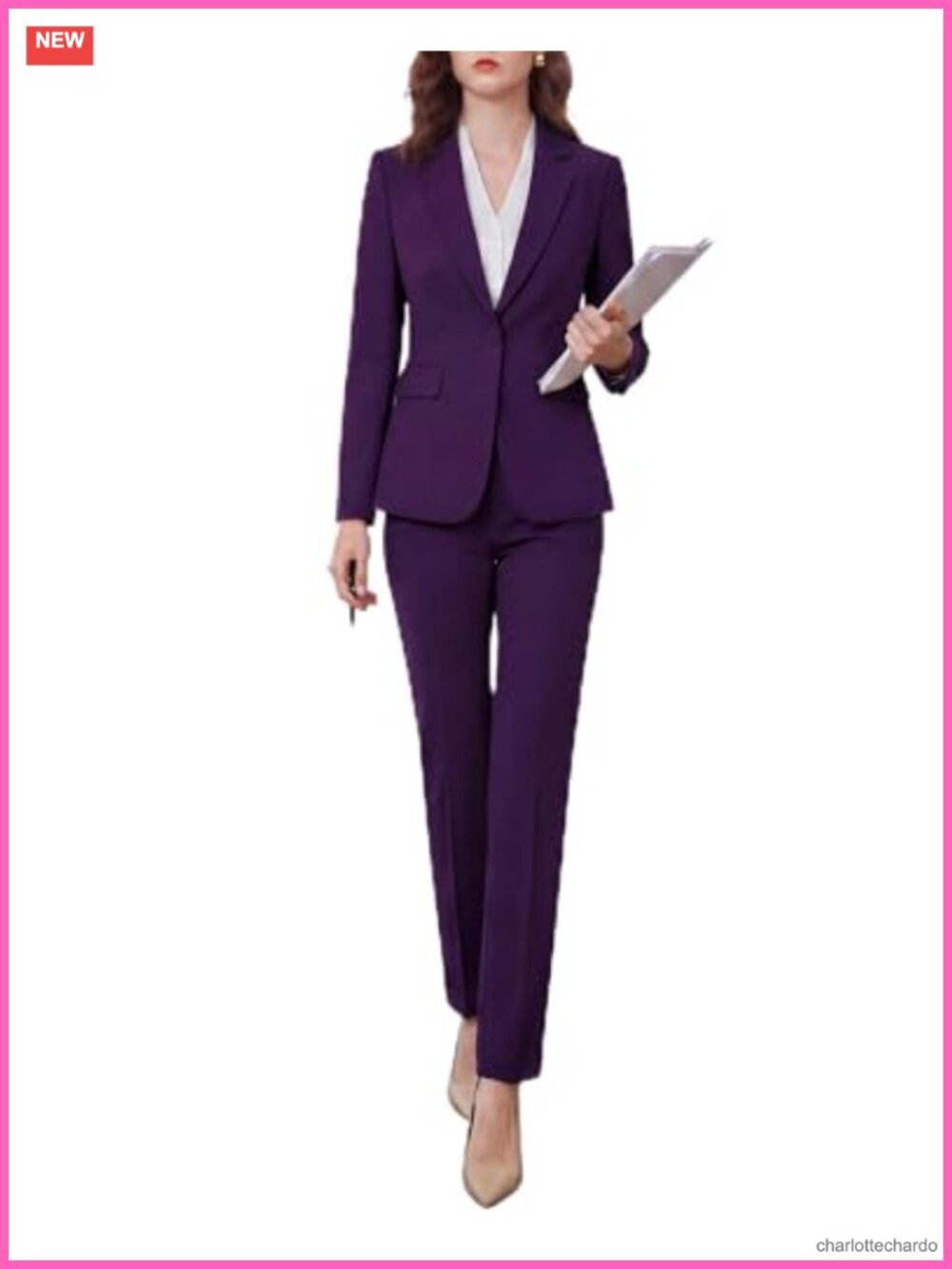 Women's Two Piece Pantsuit Set Wrinkle-Free Blazer & Pants Business Formal
